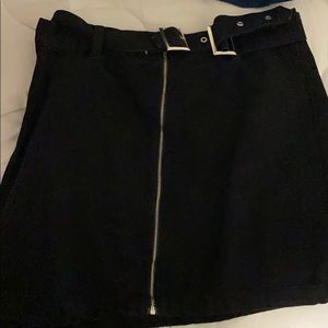 Belted Denim Mini Skirt